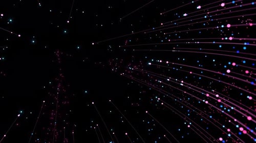 Glowing particles with trails.