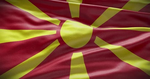 Realistic Fabric Waving Flag of North Macedonia