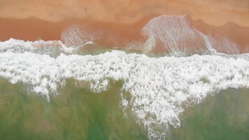 Aerial Drone Shot View the Ocean of the Ocean Waves, Beautiful Waves Do Not End Frames One By One