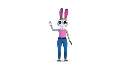 Animated 3D Rabbit Character Waving Hello