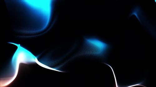 Abstract Blue Orange Fluid Glowing Wave Particles Background