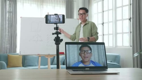 Teacher Explains Math in Virtual Lesson