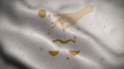 Libra Zodiac Horoskop Flagge Loop Hintergrund 4K