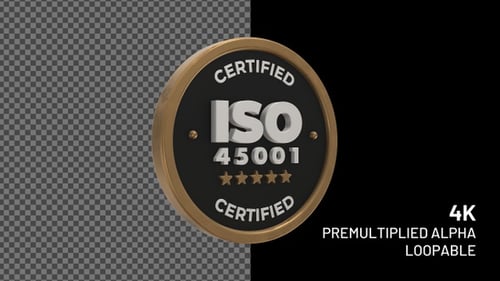 ISO 45001 Certified Badge 3D Rotation Animation