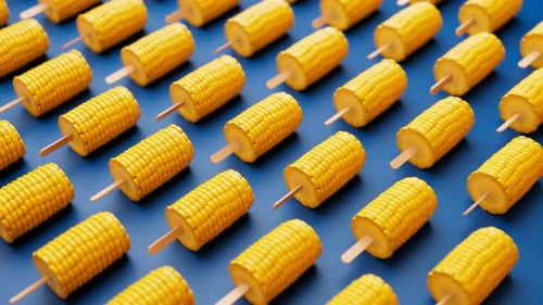 Animated Pattern of Corn Cobs on Sticks