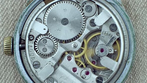 Intricate Internal Gears of a Mechanical Watch
