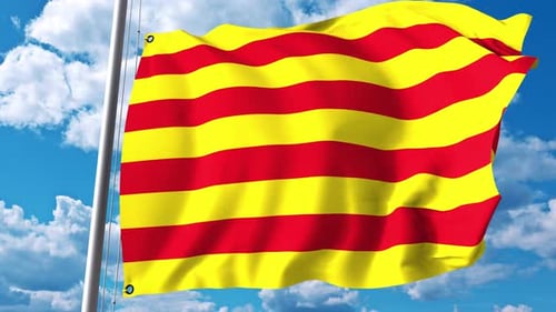 Wehende Flagge Kataloniens