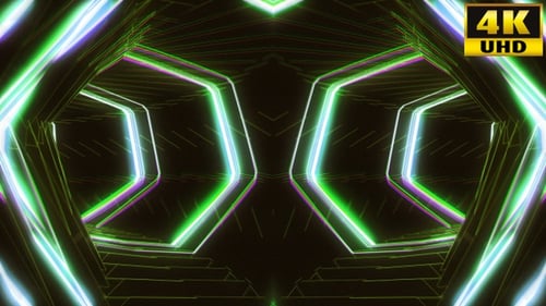 Abstract Neon Glitch Geometric Tunnel Loop Background