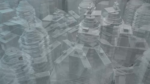 Technology Buildings Hologram 4K