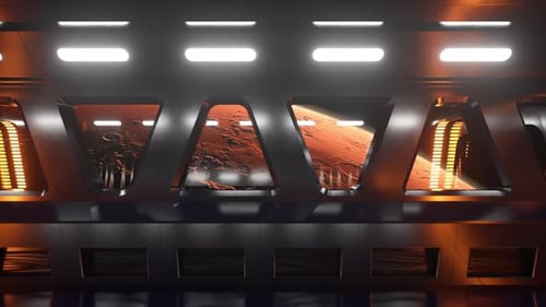 Scifi Tunnel in Outer Space with Neon Light