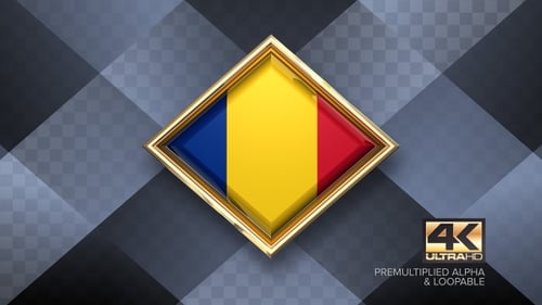 Elegant Romanian Flag Golden Diamond Frame Reveal
