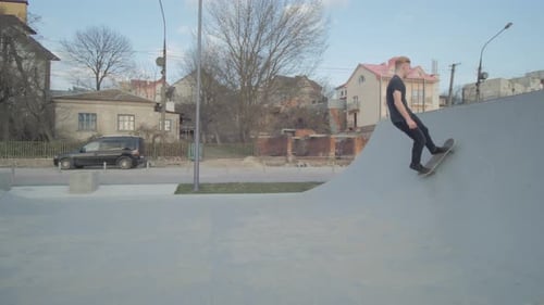 Teens in a skateboard park