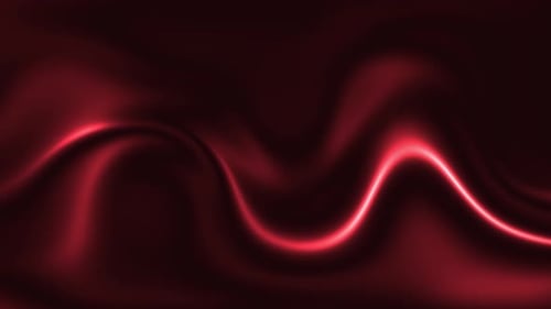 Flowing Red Liquid Abstract Background with Glowing Waves
