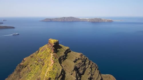 Aerial view of Skaros Rock at Santorini island