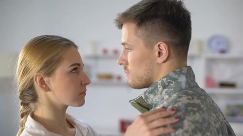 Loving Couple Embracing, Indoor Setting