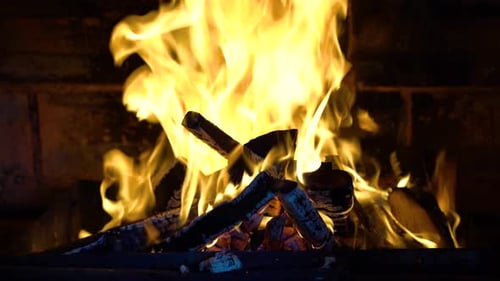 Roaring Fire in a Cozy Fireplace