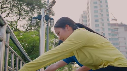 Active Couple Stretching in the City