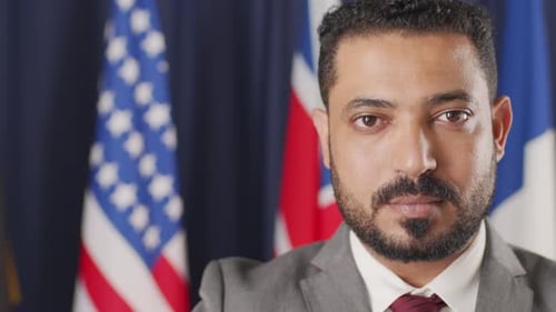 Close Up Portrait of Middle-Eastern Male Political Leader