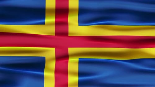Realistic Waving Flag of Aland Islands Seamless Loop Background