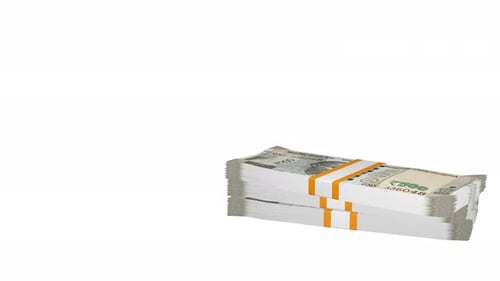 Bundles of Indian Rupee 500 Notes Stacking Up Animation