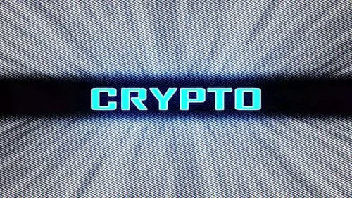 Neon Crypto Text Animation with Digital Grid Background