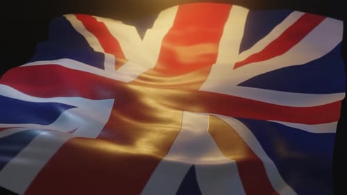 Union Jack Flag Waving Realistic Loop Background