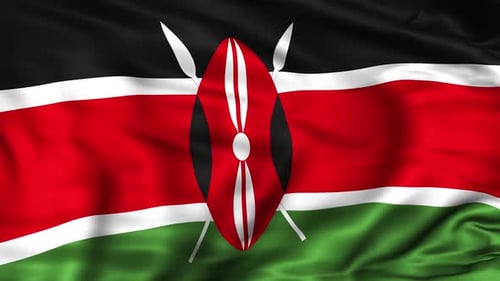 Realistic Animated Waving Flag of Kenya
