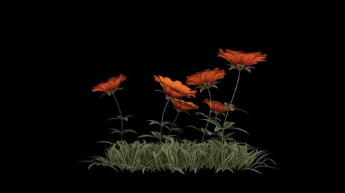 Orange Blumen-Aufnäher