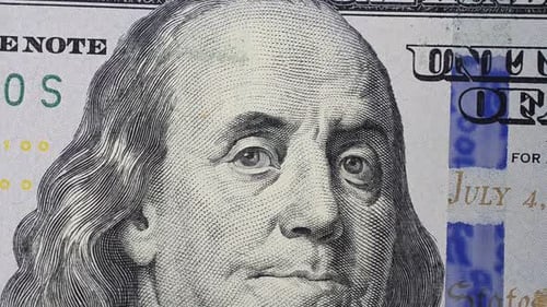 Extreme Close Up of Hundred Dollar Bill Portrait