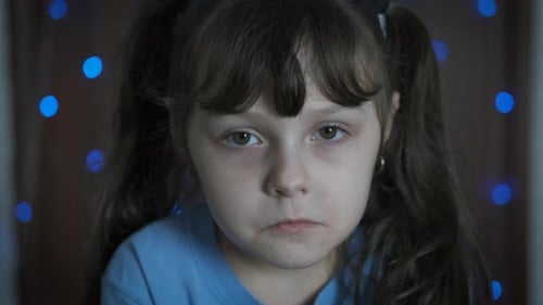 Sad emotion of child.