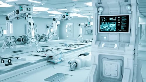 Robotic Arms Working in a Hi-Tech Lab