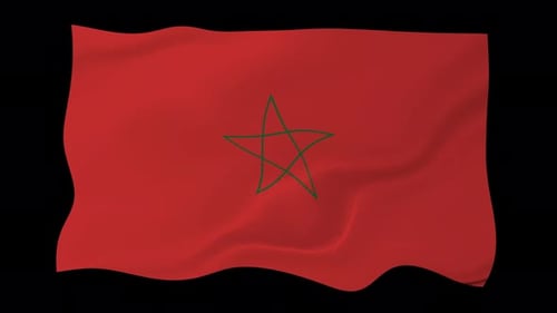 Waving Flag of Morocco on Black Background