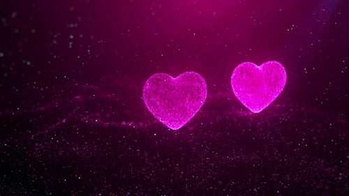 Glowing Particle Hearts Seamless Loop Background Animation