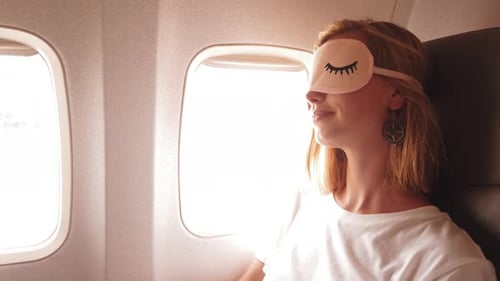 Model Putting on Sleeping Mask