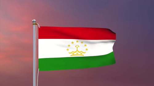 Realistic Waving Flag of Tajikistan Animation