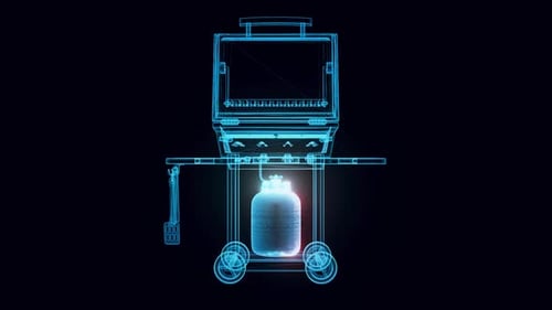 Bbq Grill With Side Burners Isolated On Black Portable Stainless Steel Grillware Stoves Hologram Hd
