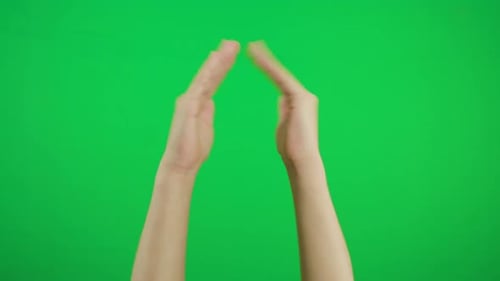 Applause, Clapping Hands. Gesture Pack Chroma Key. Man's Hands Closeup Isolated at Green Screen