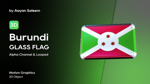 3D Glossy Spinning Burundi Flag Badge Animation