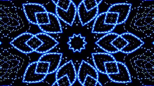 Abstract Blue Geometric Neon Kaleidoscope Loop Background