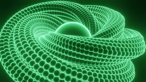 Abstract futuristic swirling neon spiral on a back background