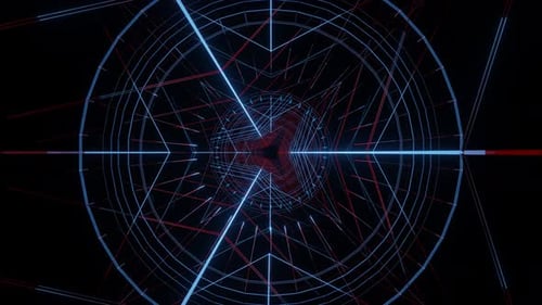 Abstrakter VJ-Loop mit Farblaser-Wireframe-Linien