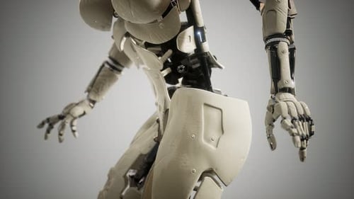 Futuristic Female Android Torso 3D Model Animation