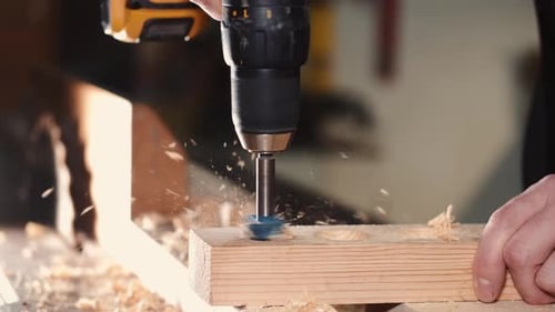 Young Carpenter Working in His Workshop