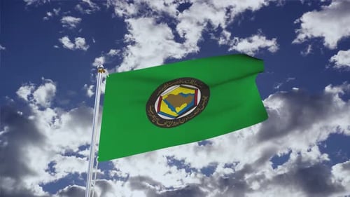 Gulf Cooperation Council Flag With Sky 4k