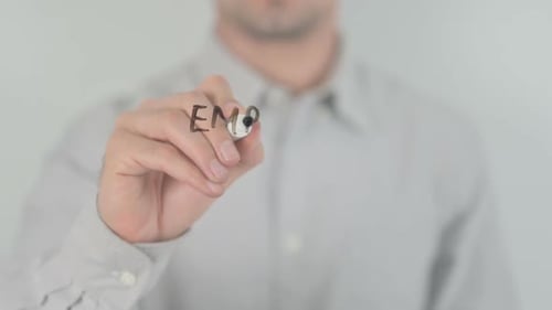 Man Writes Employee Benefits on Glass