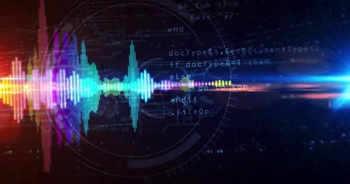 Audio spectrum music neon sign abstract loopable tunnel