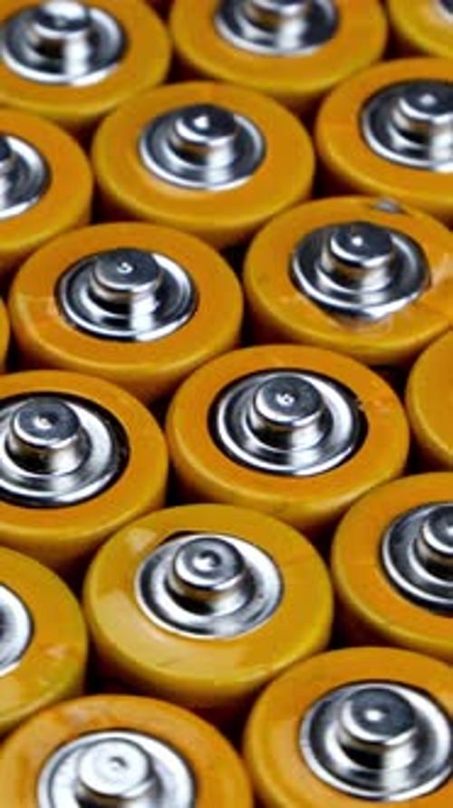 Close Up of Yellow AA Batteries