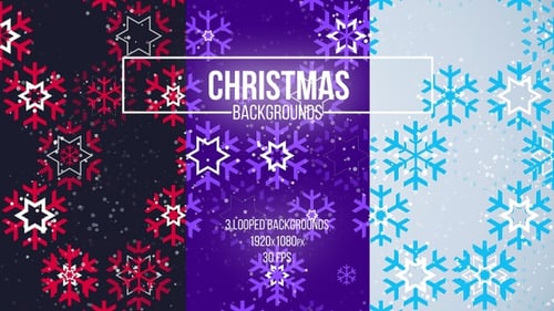 Animated Christmas Snowflakes and Stars Looping Backgrounds Collection