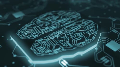 Futuristic Digital Brain Circuit Board for AI Technology Concepts