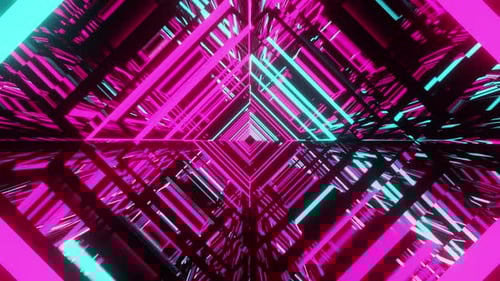 Neon Sci Fi Vj Rhombus Loop Tunnel 4K